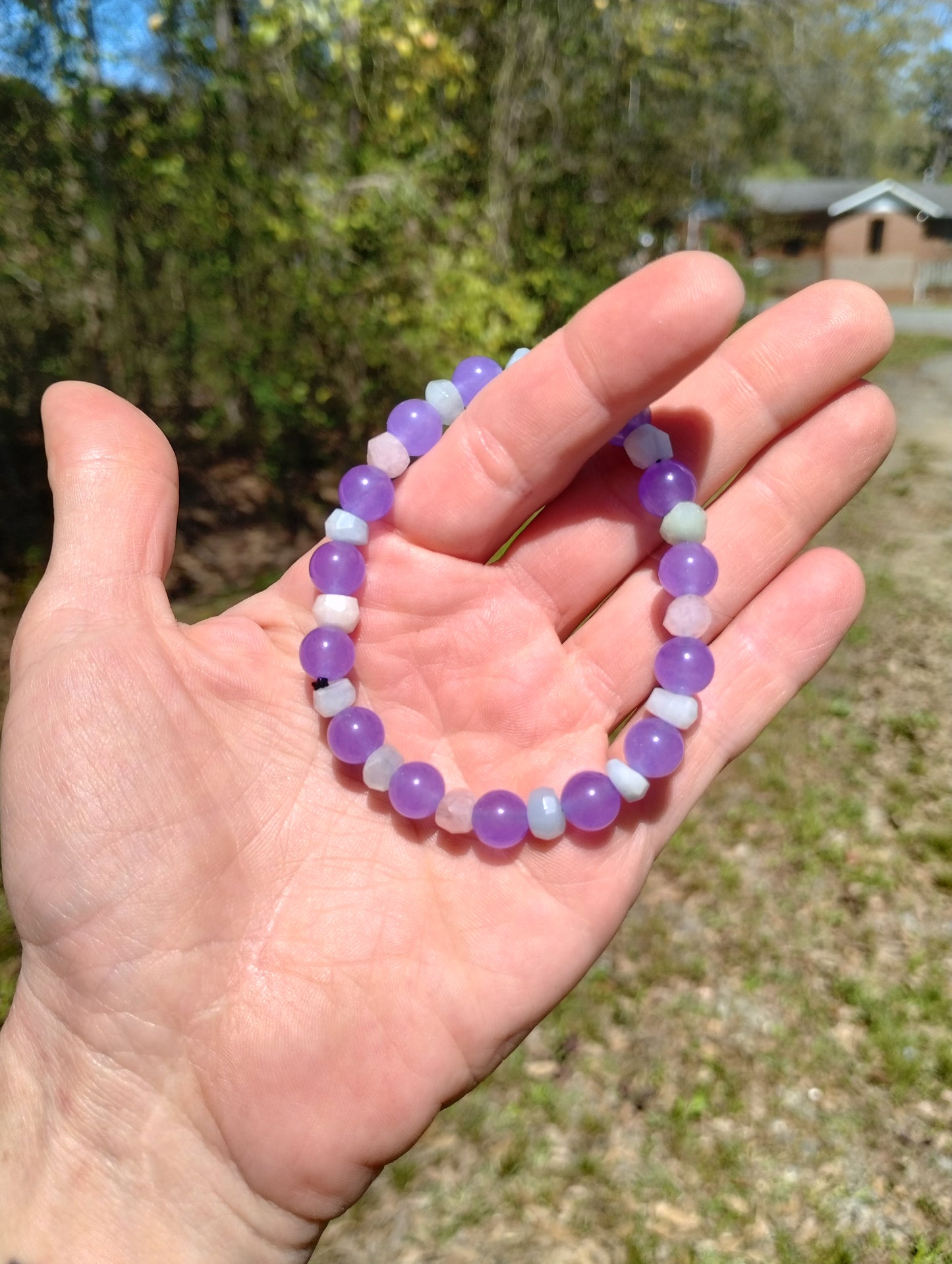 Purple Jade & Morganite Crystal Bracelet