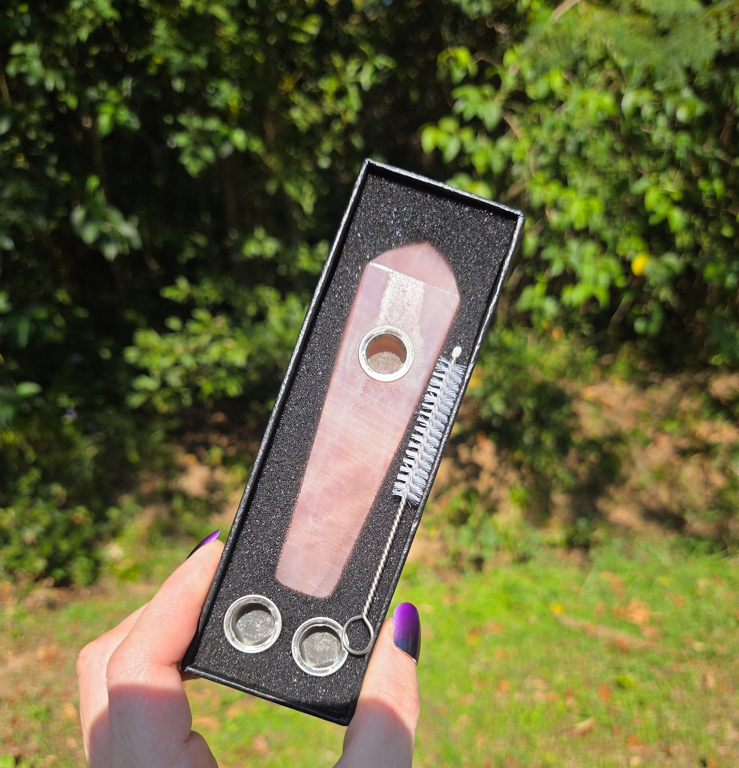 Rose Quartz Crystal Pipe