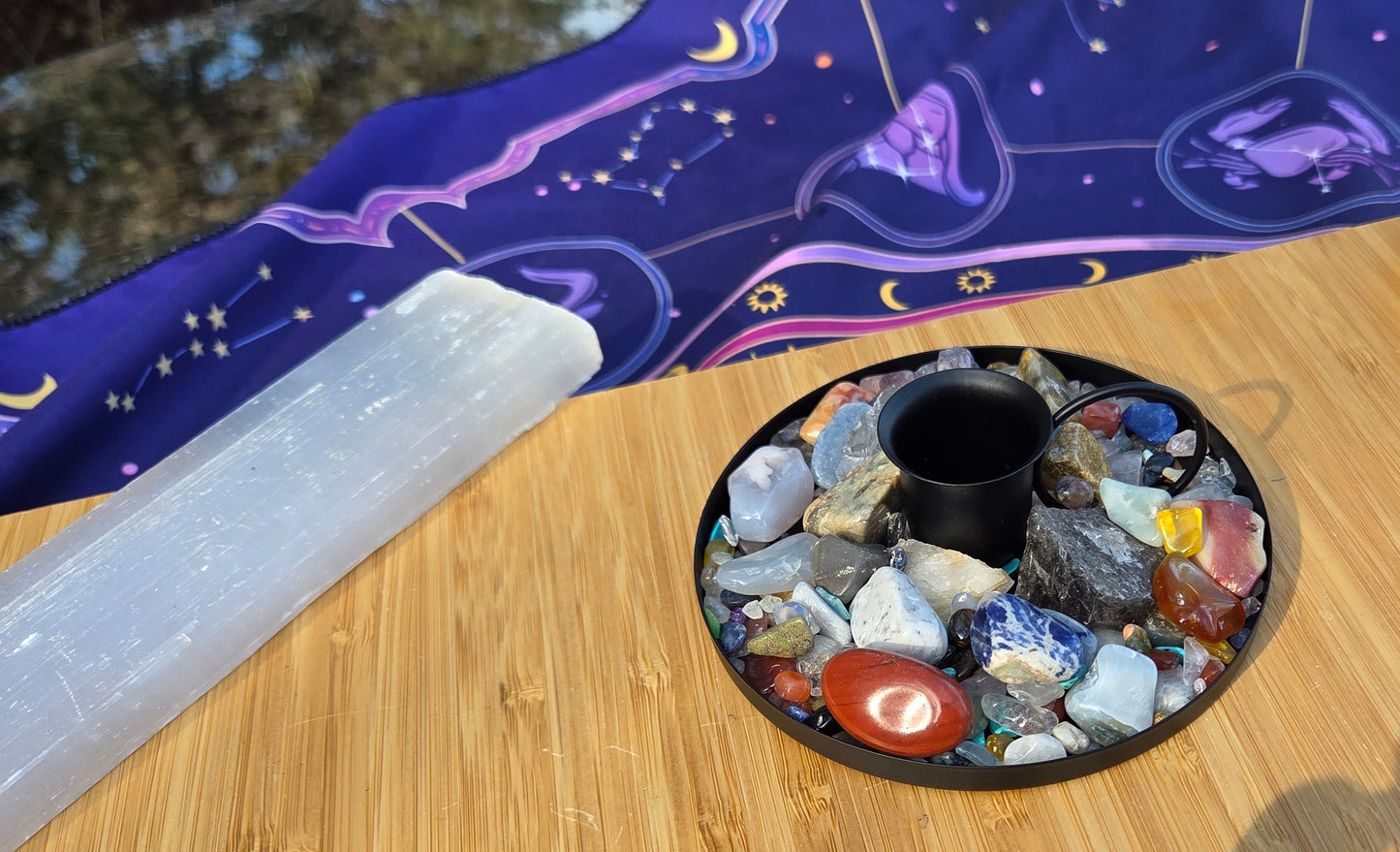 Iron Candle 🕯 Holder w/ Mixed Crystals