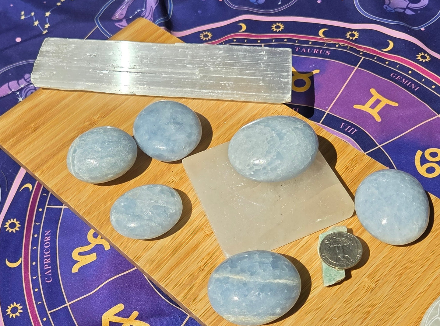 Celestite Palm Stones