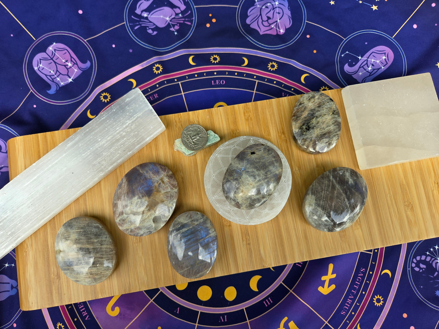 Blue Moonstone Palm Stones