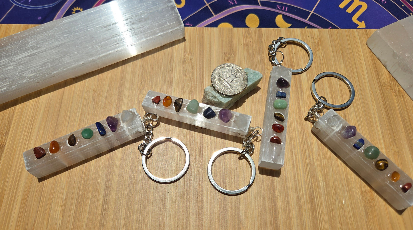 💫 Selenite Chakra Keychain 💫