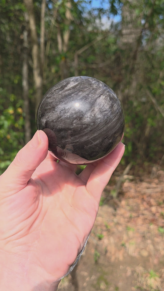 Silver Sheen Obsidian Sphere