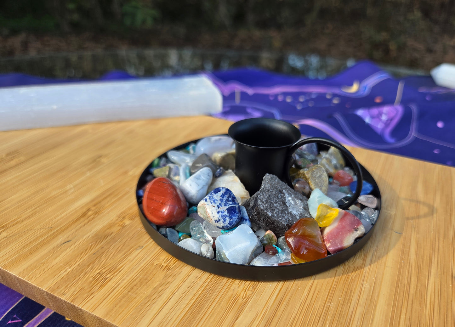 Iron Candle 🕯 Holder w/ Mixed Crystals