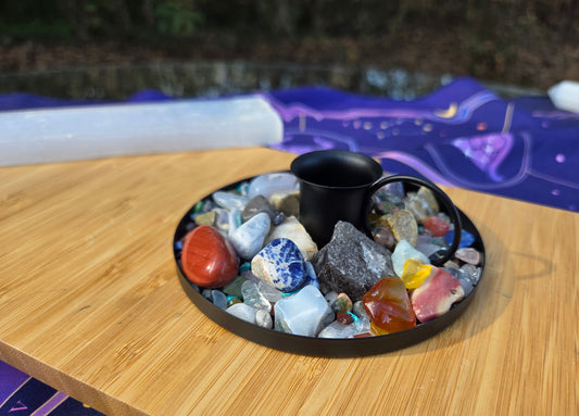 Iron Candle 🕯 Holder w/ Mixed Crystals