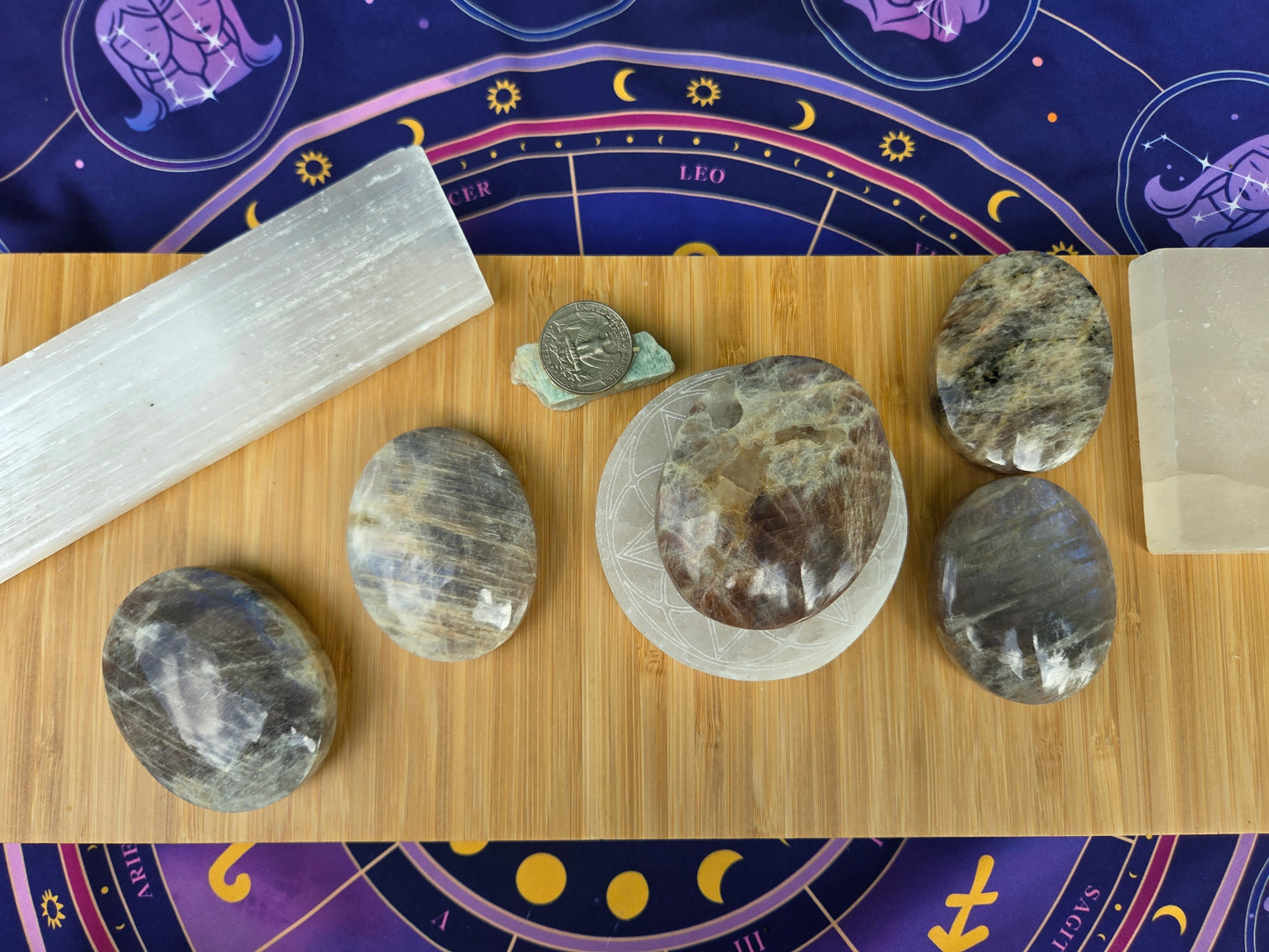 Blue Moonstone Palm Stones