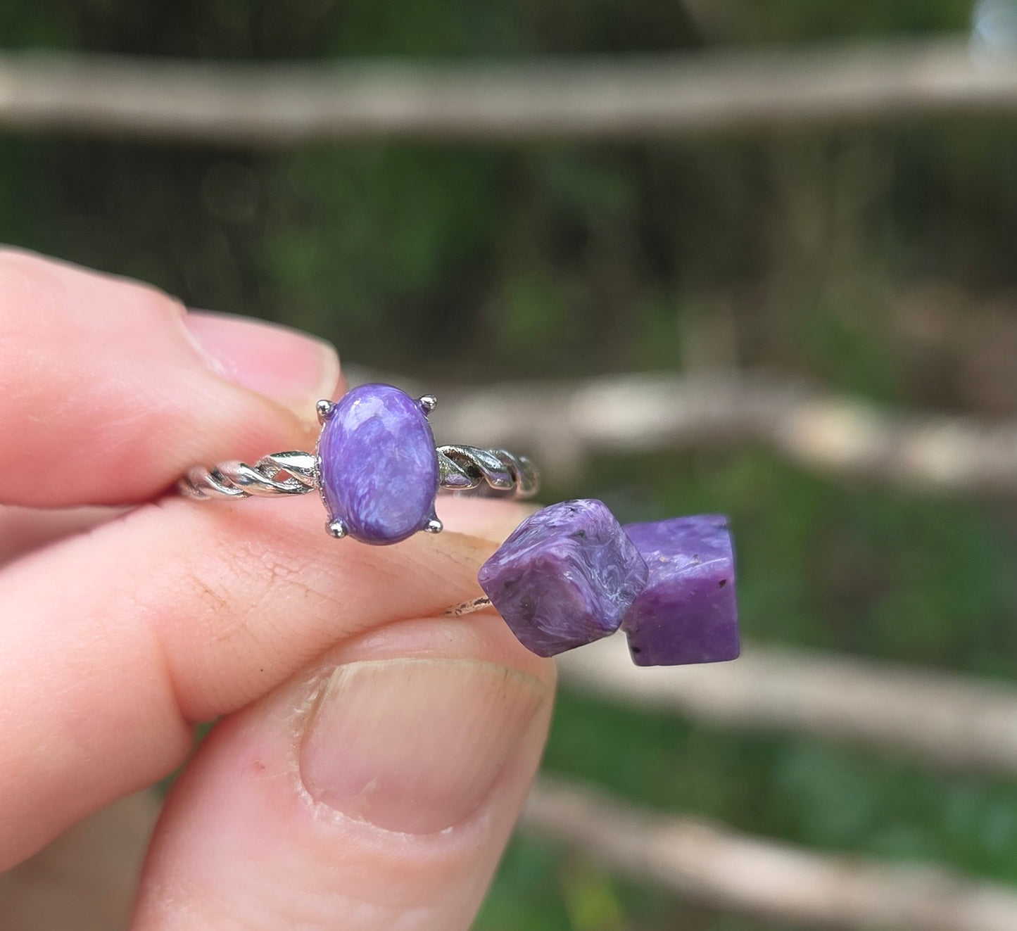 Charoite Ring & Earrings Set