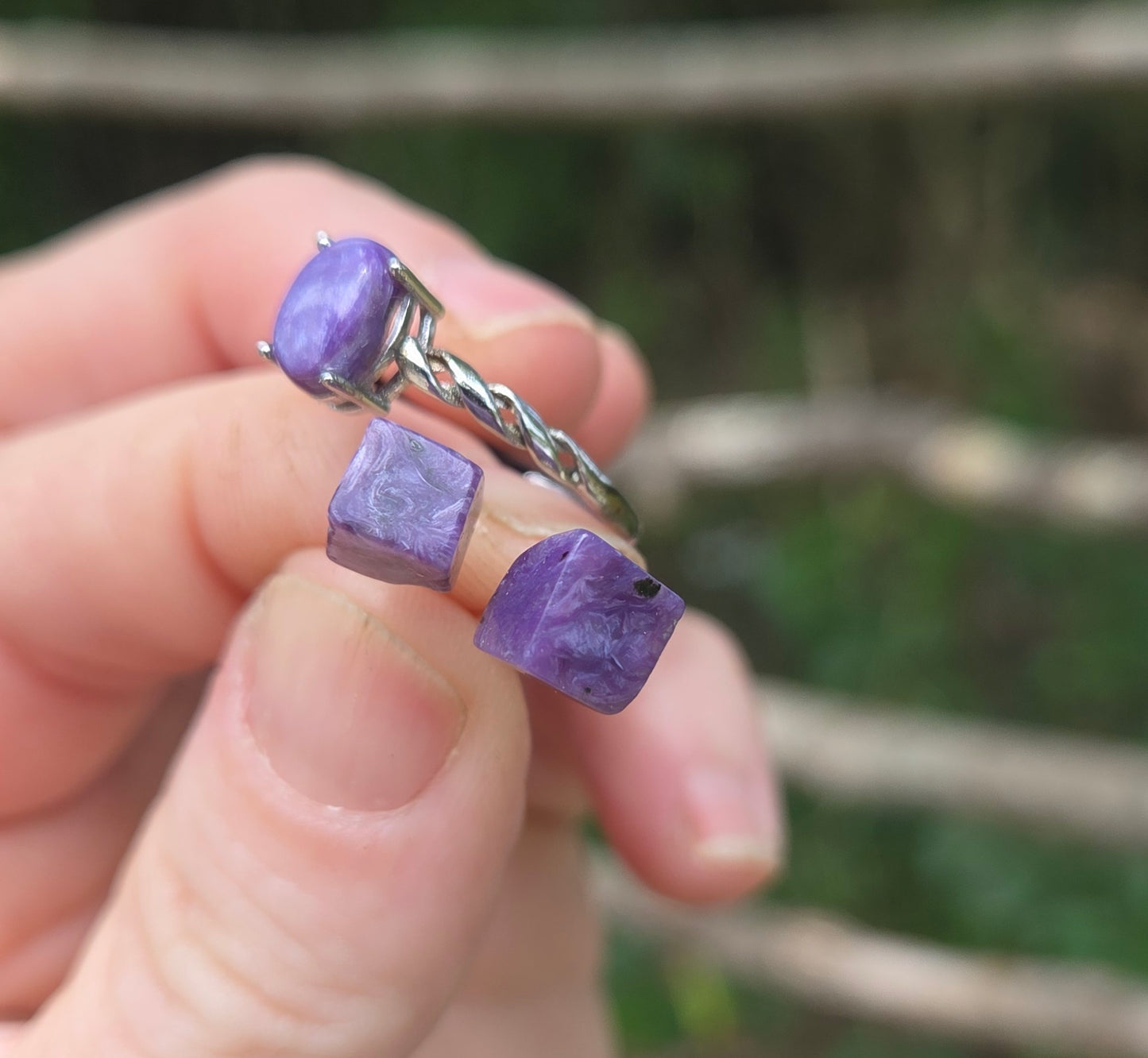 Charoite Ring & Earrings Set