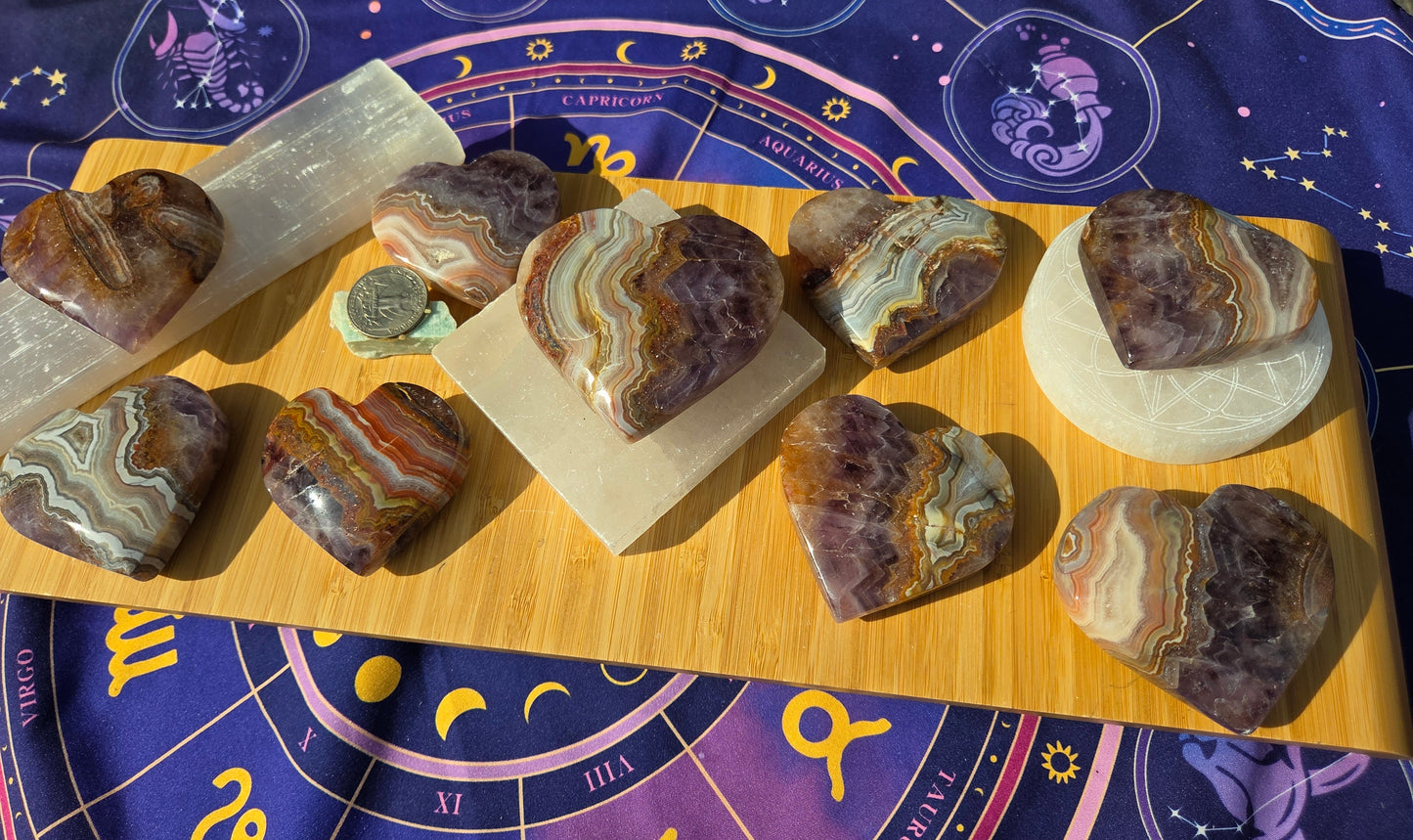 Amethyst Agate Hearts