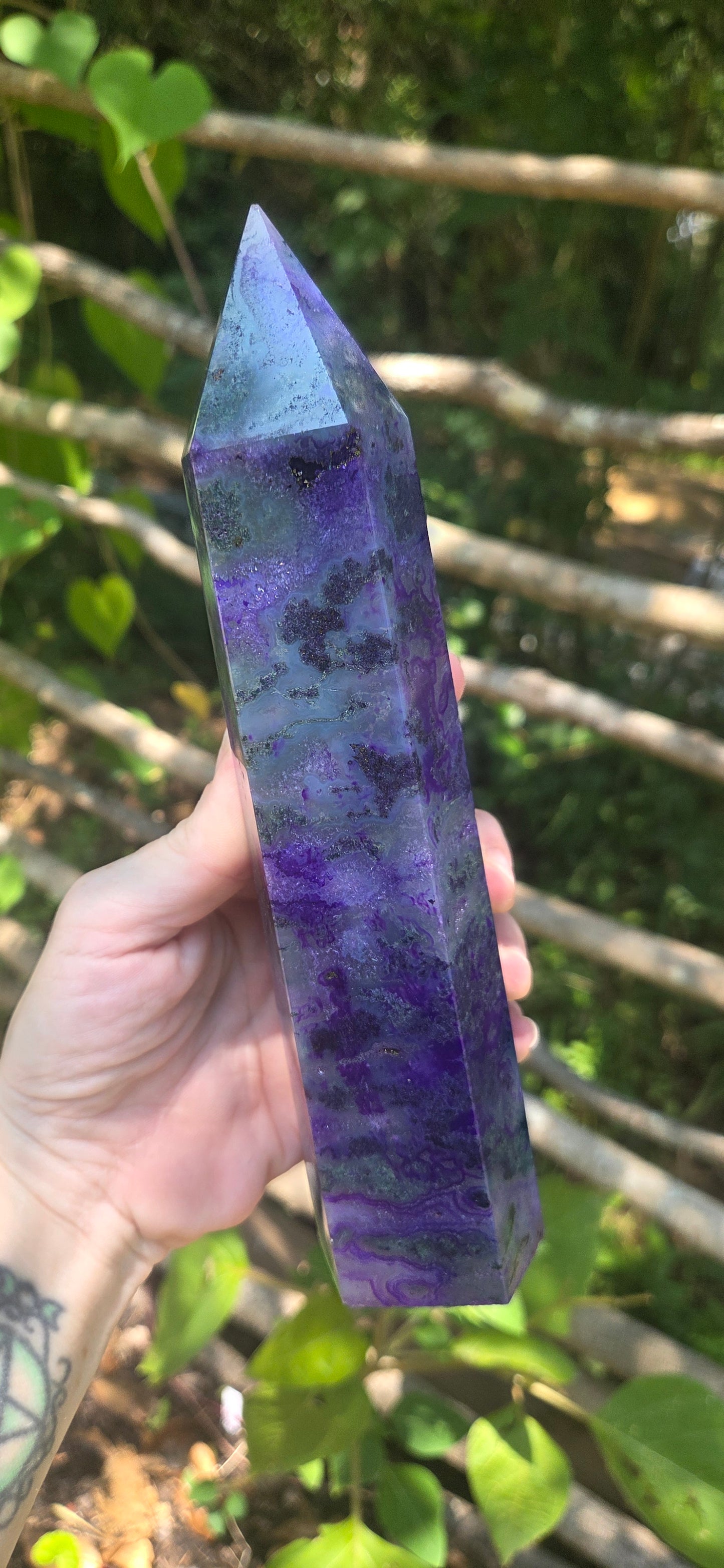 Purple Moss Agate Tower