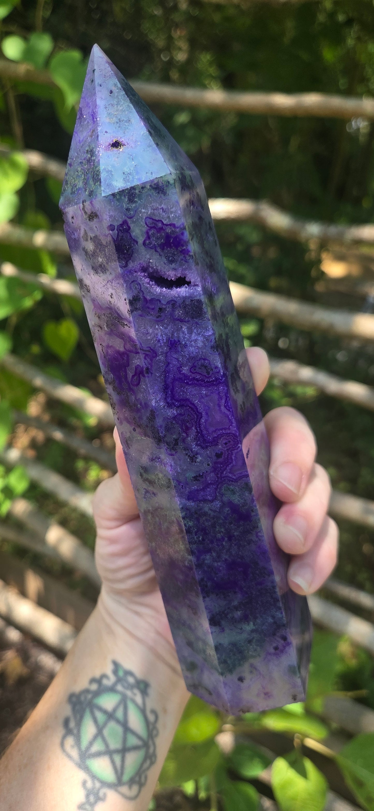 Purple Moss Agate Tower