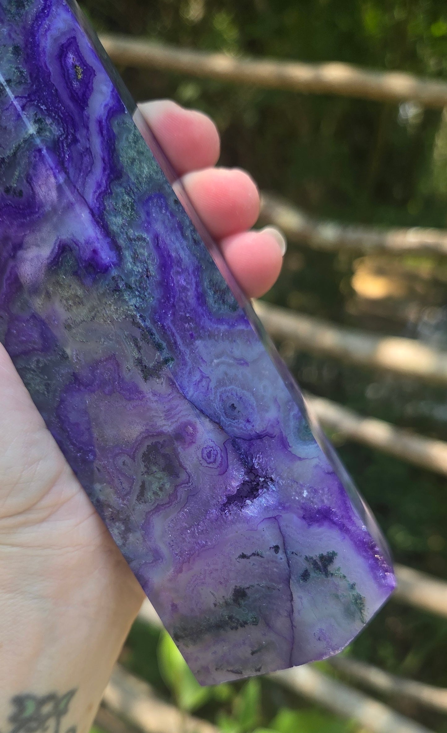 Purple Moss Agate Tower