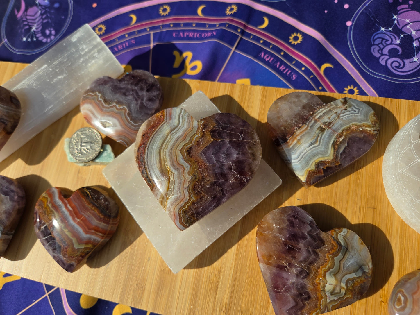 Amethyst Agate Hearts