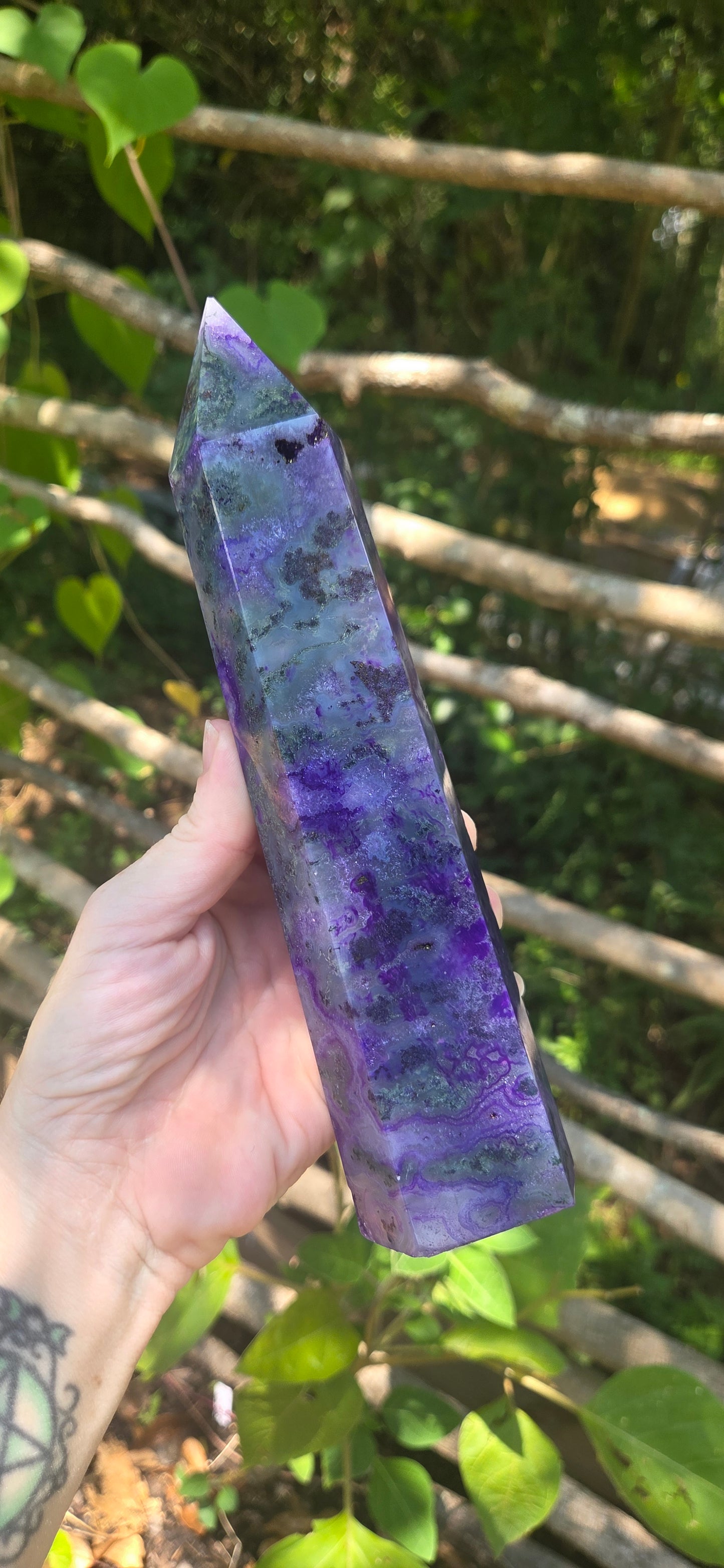 Purple Moss Agate Tower