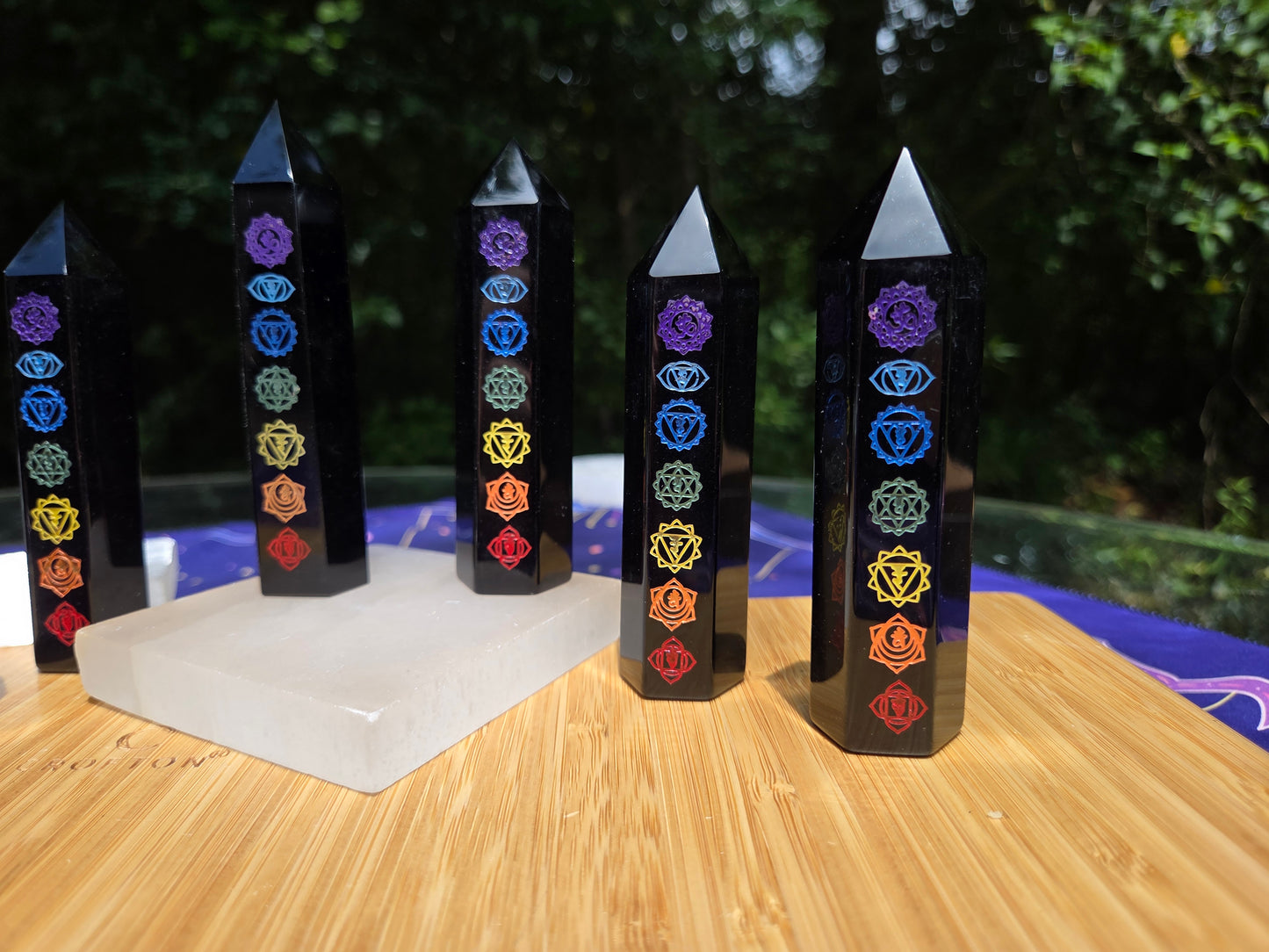 Black Obsidian Chakra Tower