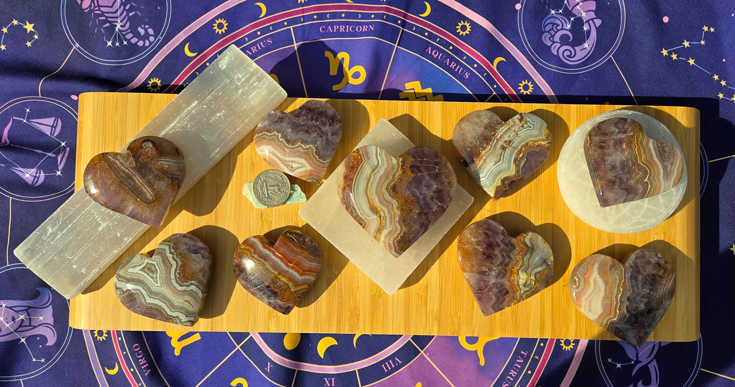 Amethyst Agate Hearts