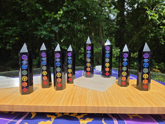 Black Obsidian Chakra Tower