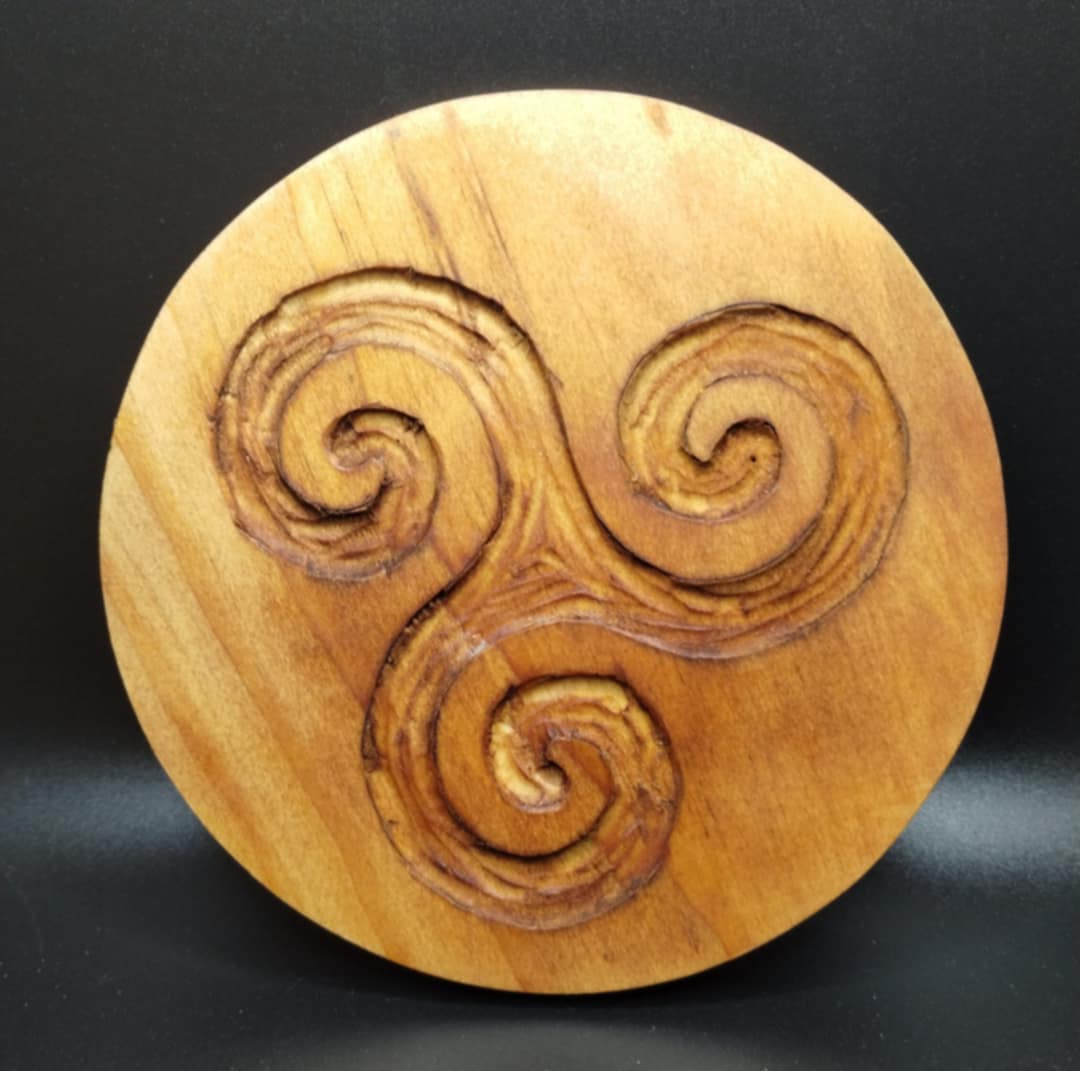 Hand Chiseled Triskelion Altar Tile