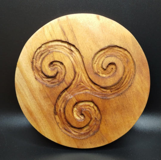 Hand Chiseled Triskelion Altar Tile