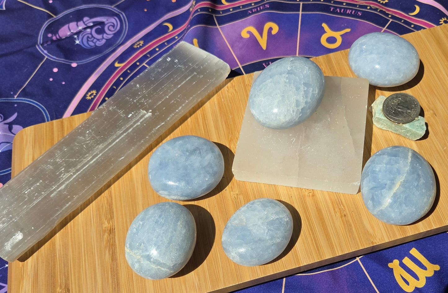 Celestite Palm Stones