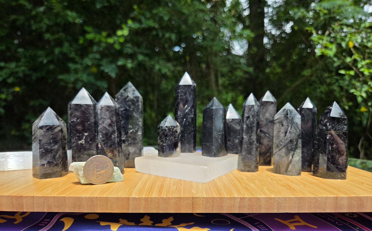 Black Rutilated Quartz Towers