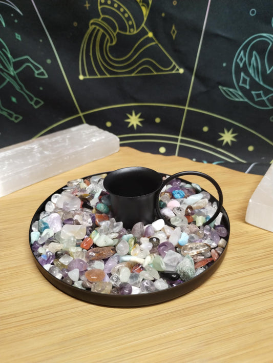 Iron Candle 🕯 Holder w/ Mixed Crystals