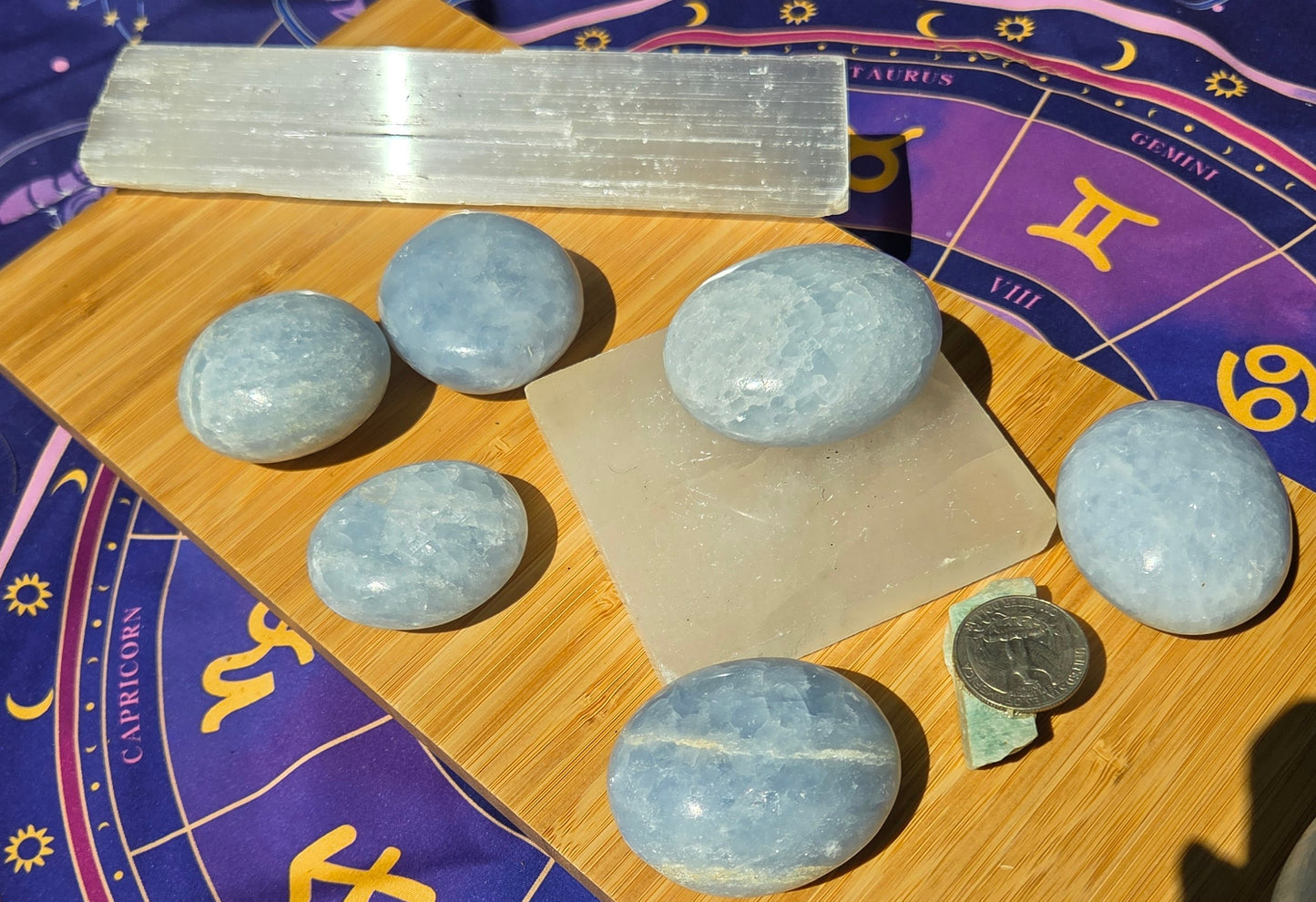Celestite Palm Stones