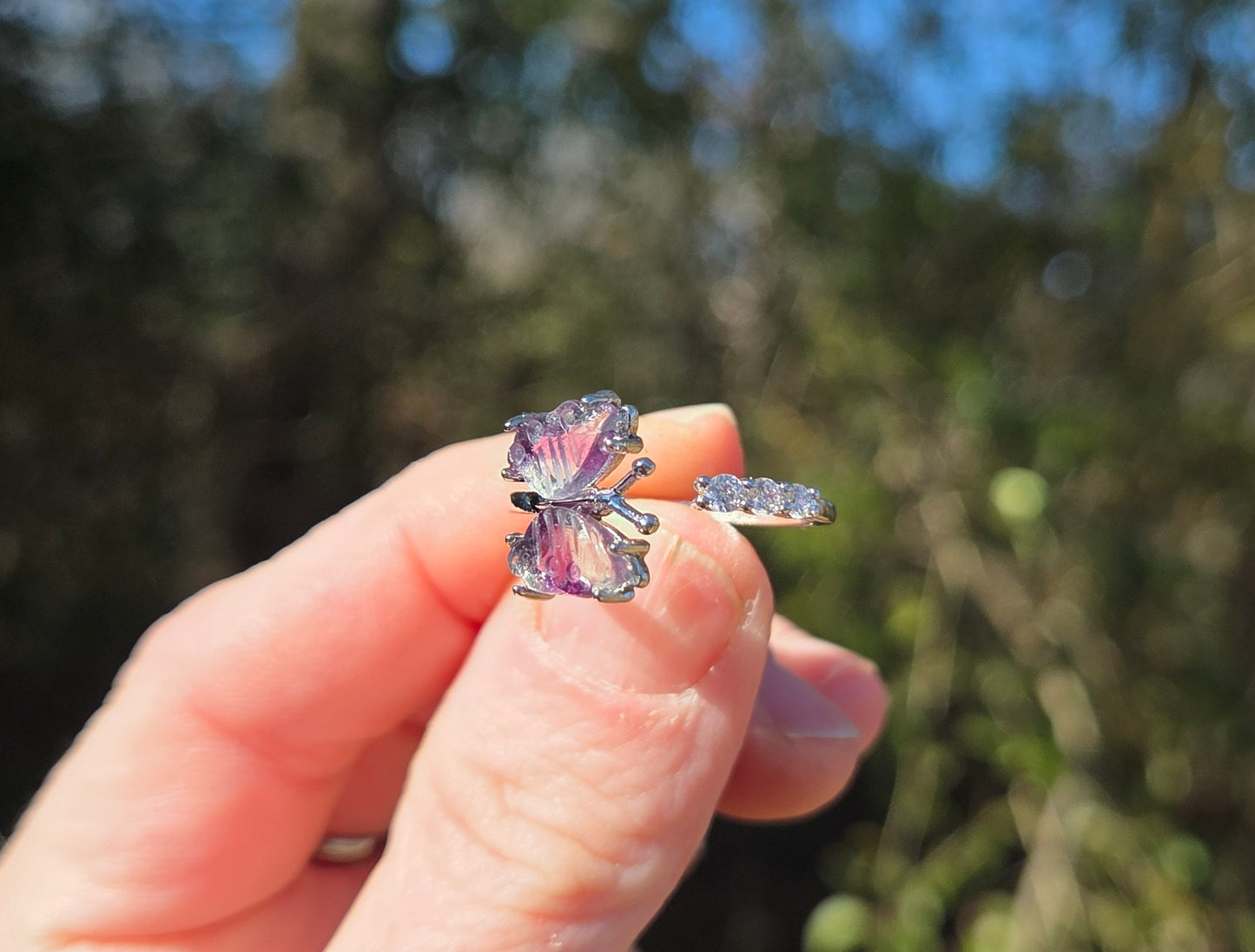 Pink & Blue Flourite Butterfly 🦋 Ring