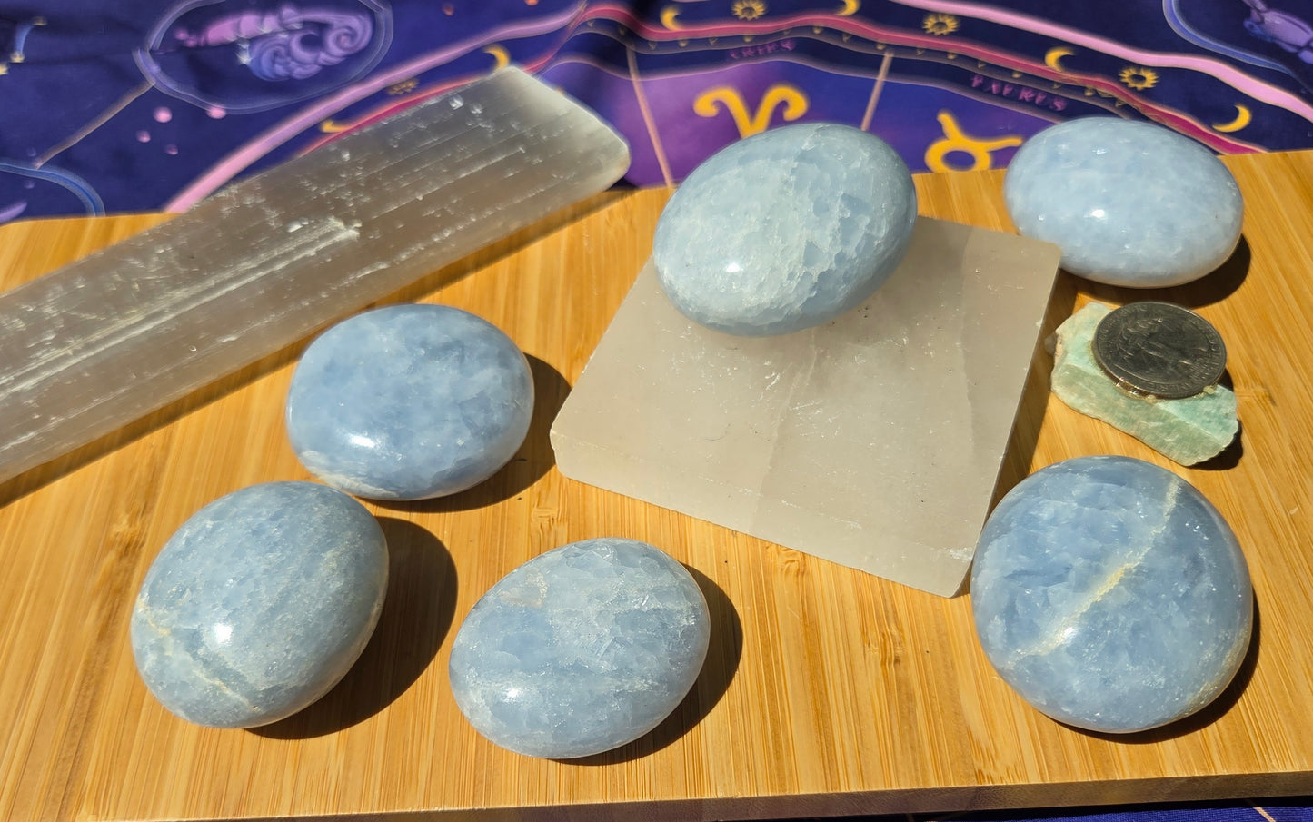 Celestite Palm Stones