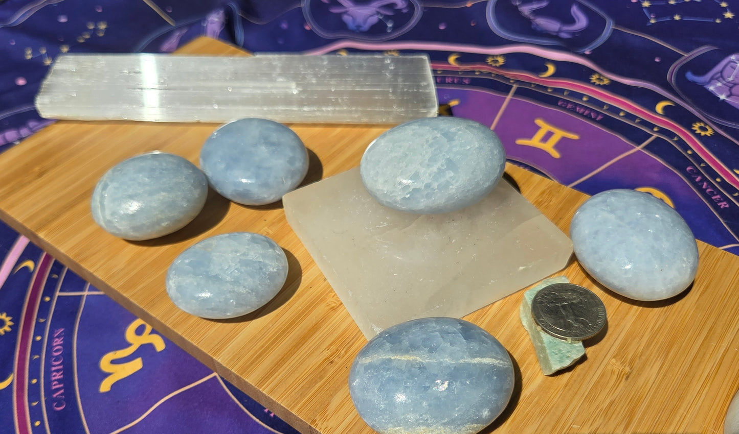 Celestite Palm Stones