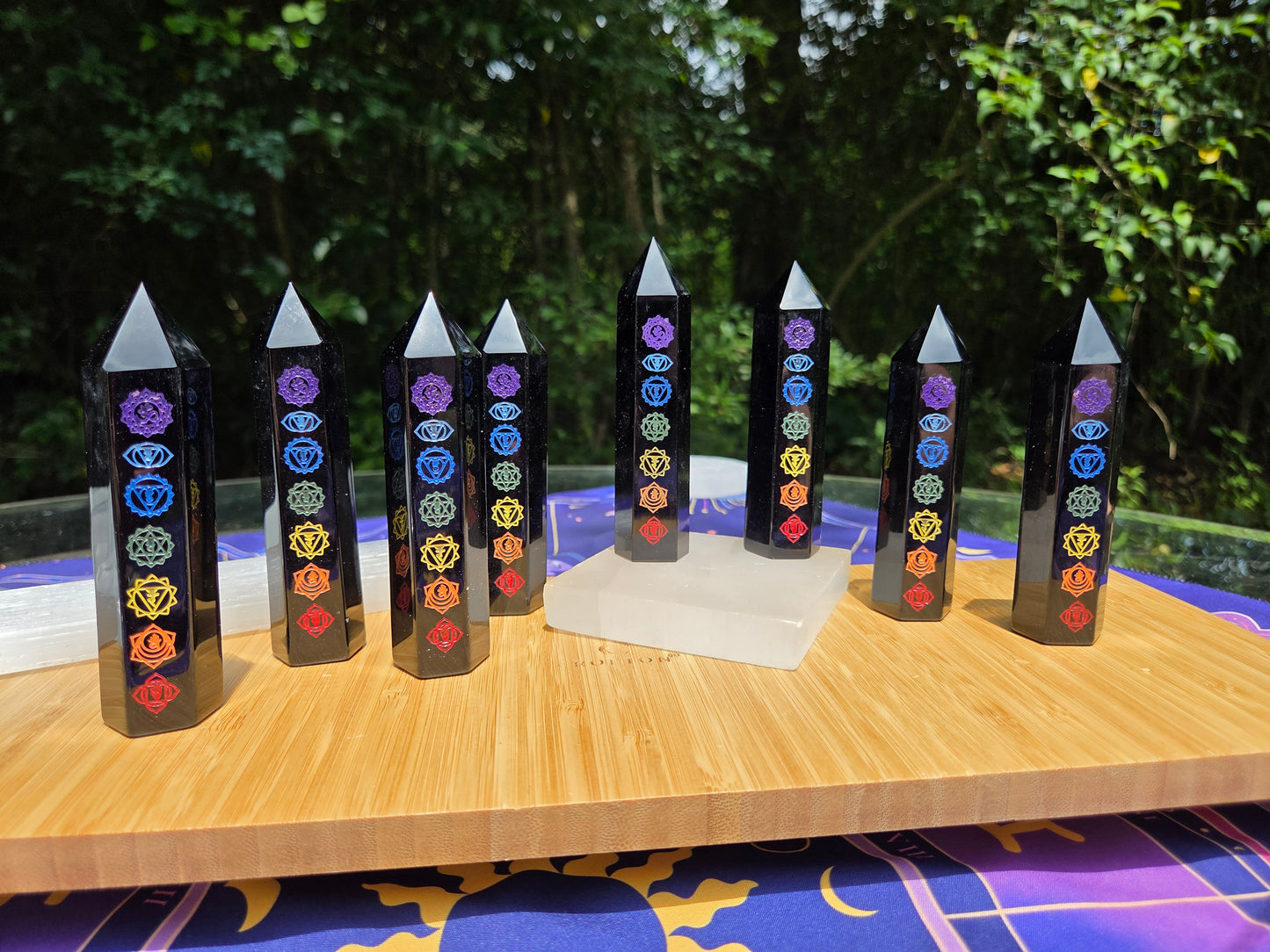 Black Obsidian Chakra Tower