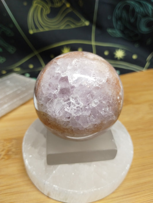 Pink Amethyst Sphere w/ Druzy