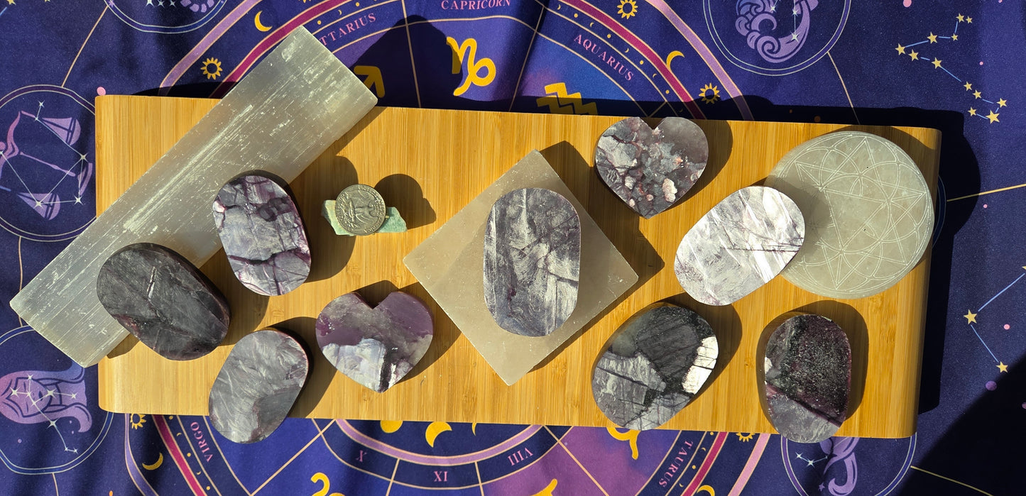 Purple Mica Hearts & Palm Stones 💜