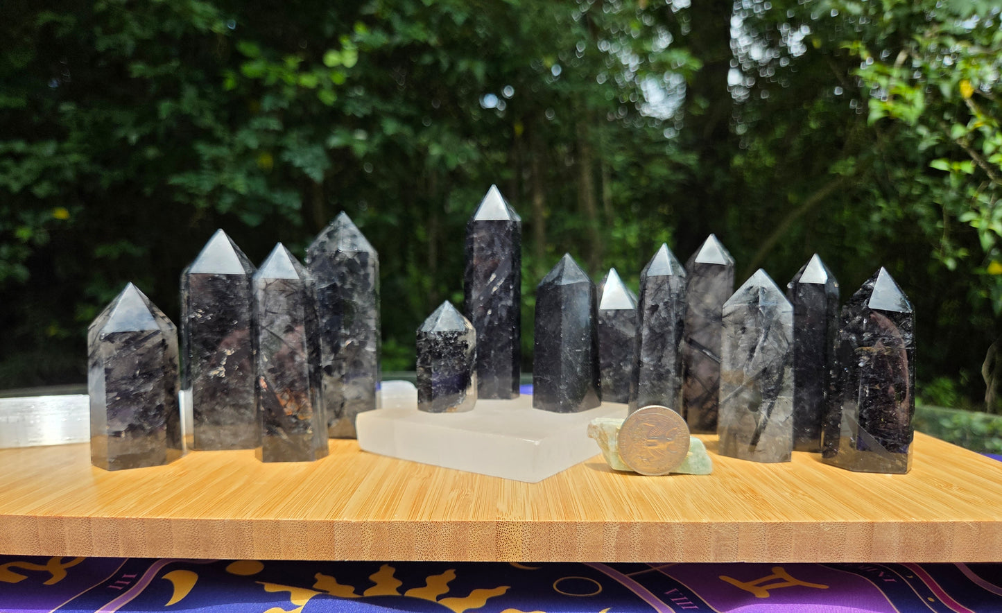 Black Rutilated Quartz Towers