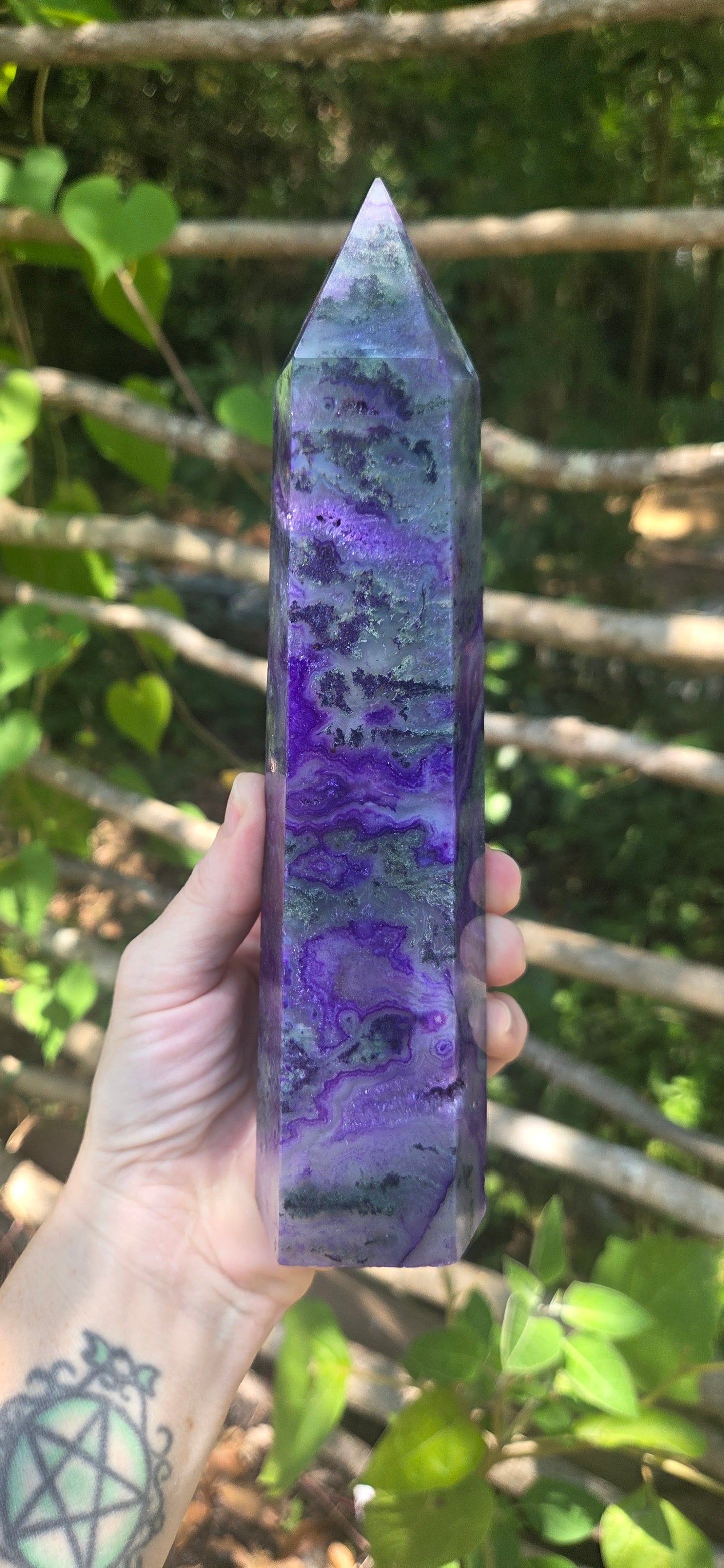 Purple Moss Agate Tower