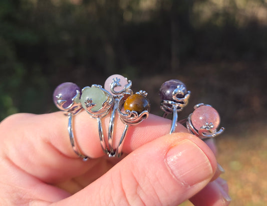 Peacock Crystal Spinner Rings