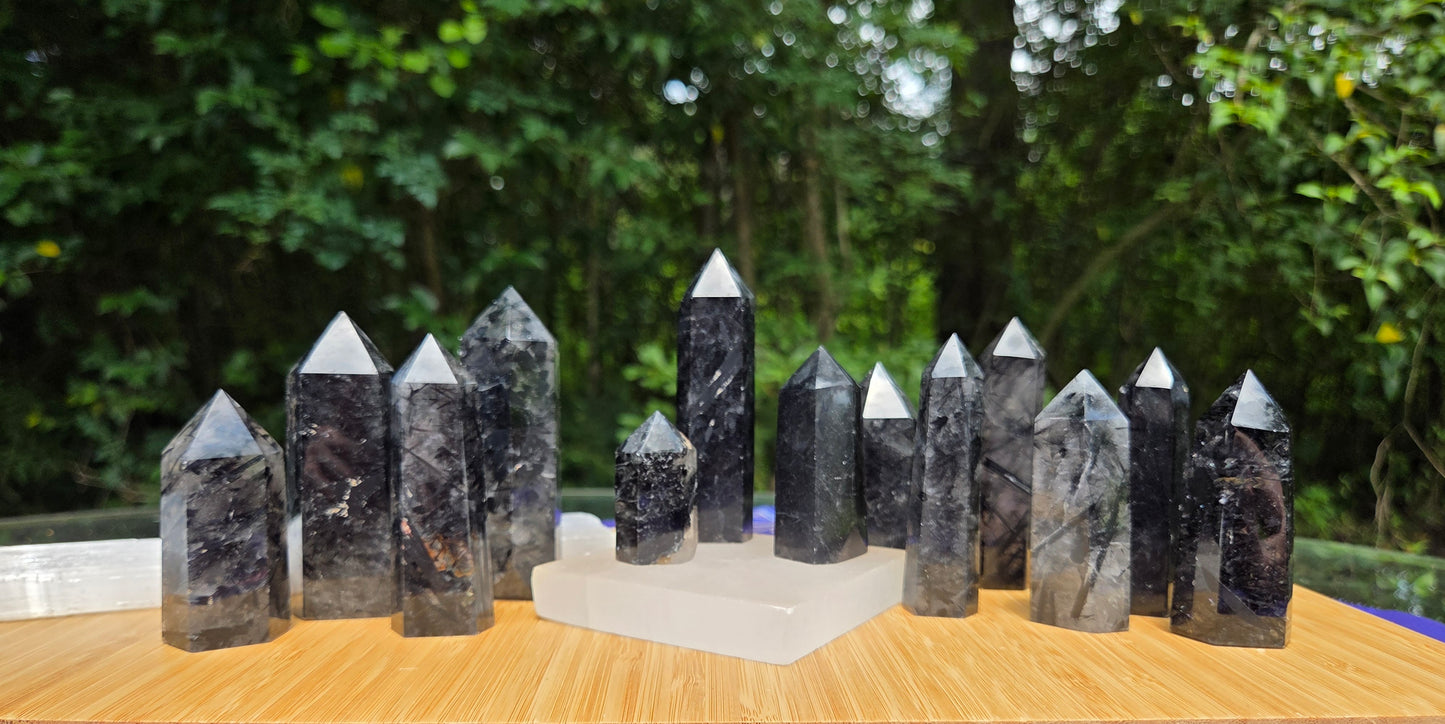 Black Rutilated Quartz Towers