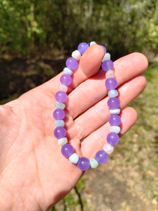 Purple Jade & Morganite Crystal Bracelet