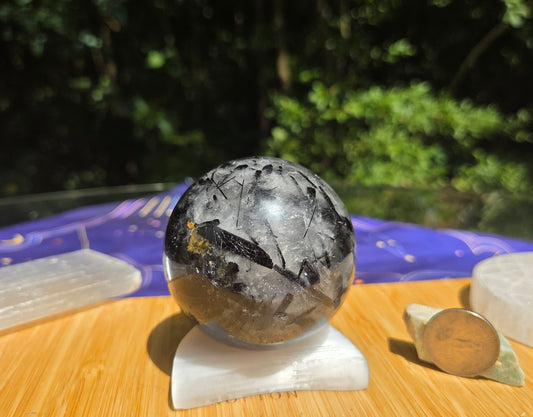 Black Rutilated Quartz Sphere