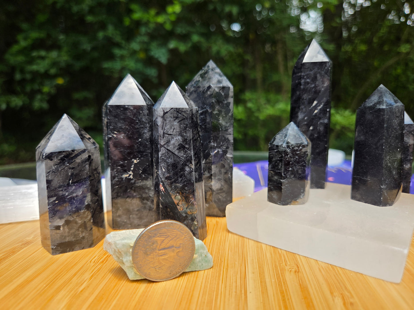 Black Rutilated Quartz Towers