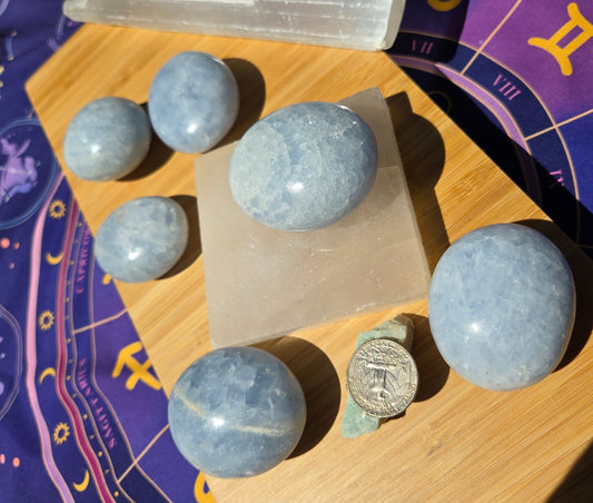 Celestite Palm Stones