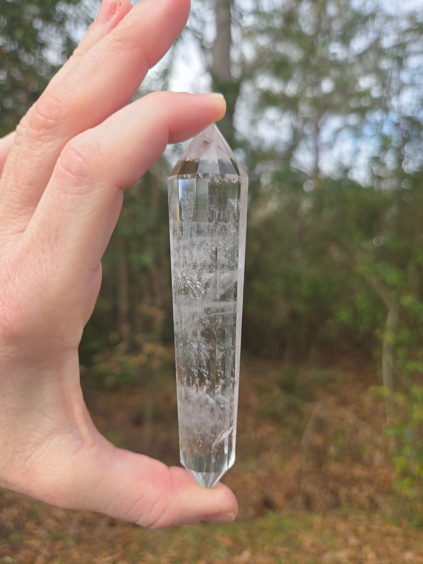 Double Terminated Faceted Quartz Wand